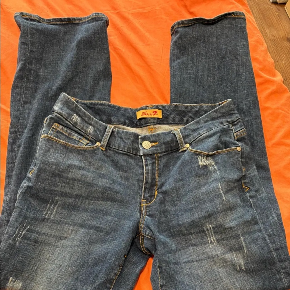 Seven7 Blue Straight Leg Jeans Versatile Denim